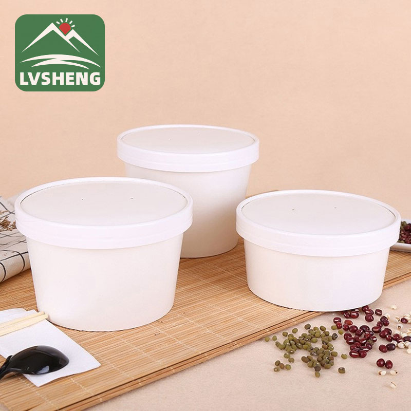 Kraft Salad Paper Bowl met papieren deksel