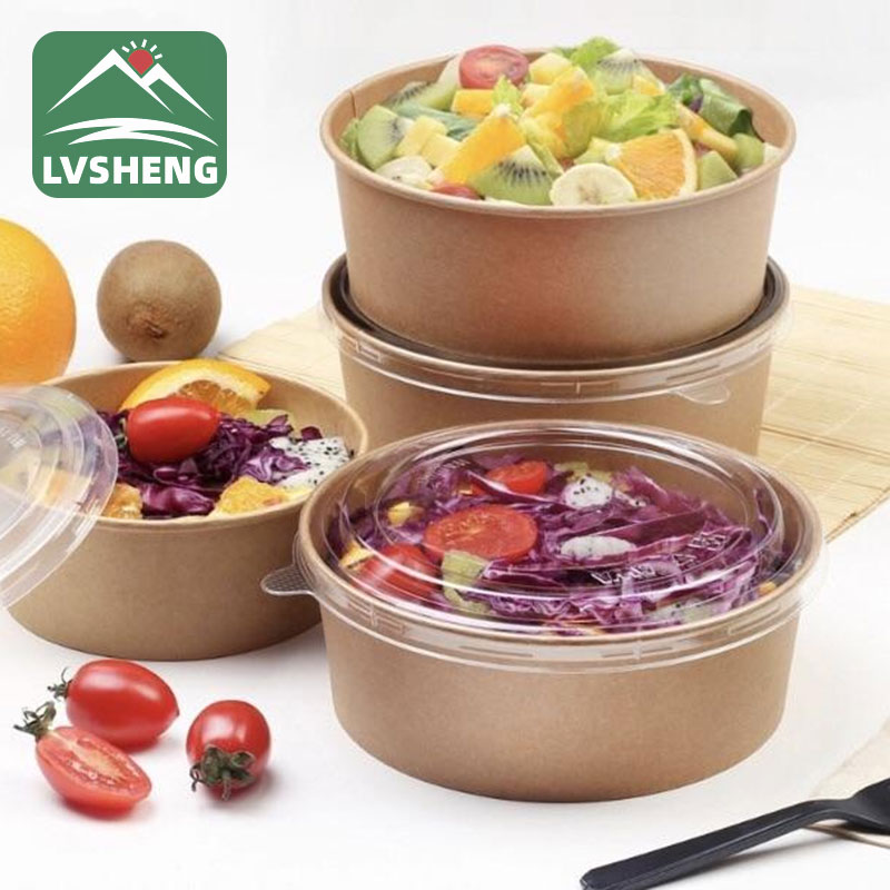 Afhaalmaaltijd ondiepe saladepapieren kom